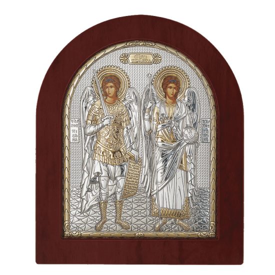 Icoana Sf Mihail si Gavril Argint 14.7x18 cm