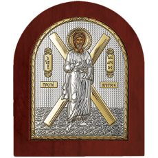 Icoana Sf Andrei Apostolul Romanilor Argint 8.1x9.6cm