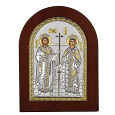 Icoana Sf Constantin si Elena Argint 15x21cm Auriu