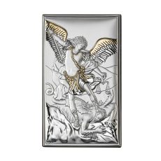 Icoana Arhanghelul Argint Mihail Auriu 9x15 cm