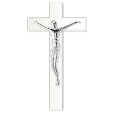Cruce Alba si Crucifix Argint 46cm