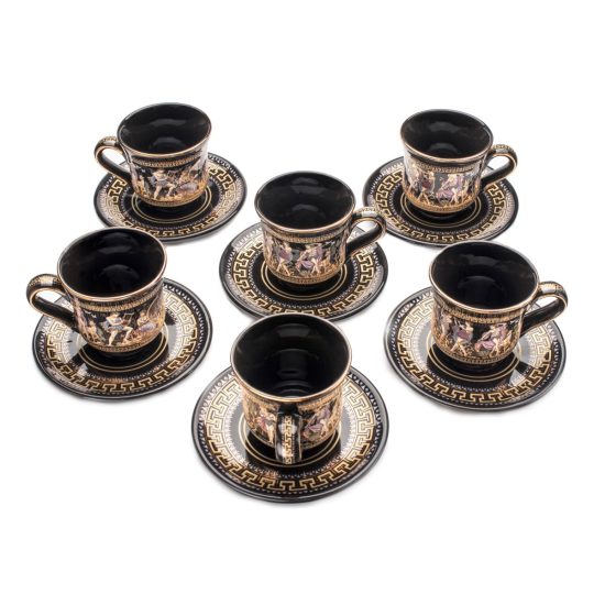 Set Cafea Ceramica Grecia Cu Foita De Aur 24K