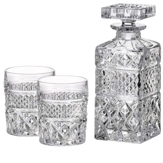 Set 6 Pahare Cristal Bohemia Cu Decantor Whisky Madison