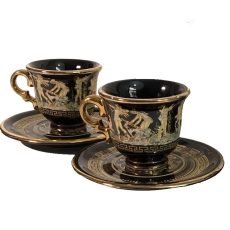 Set Cafea Ceramica Grecia Cu Foita De Aur 24K