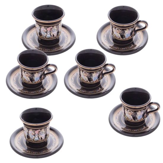 Set Espresso Ceramica Greceasca 75ml Cu Foita De Aur 24k