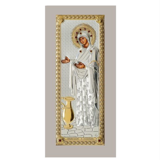 Icoana Argint Sporul Casei 16.5x36 cm Rama Alba