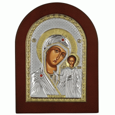Icoana Maicii Domnului Kazan Argint 10x14cm Auriu