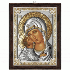 Icoana Maicii Domnului Vladimir Argint 12x15cm Auriu