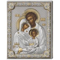 Icoana Sfanta Familie Argint 20x26cm Auriu