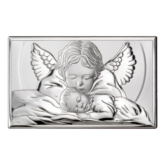 Icoana Argint Ingerul Pazitor 20x12cm