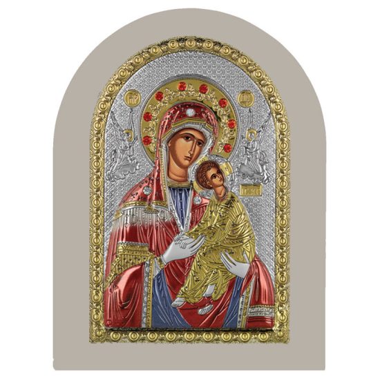 Icoana Maicii Domnului a Patimilor 15x21cm Rama Alba