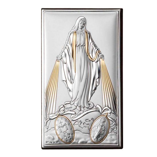 Icoana Maicii Domnului Medalia Miraculoasa Argint 12x20cm 4151