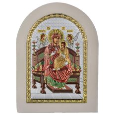Icoana Maicii Domnului Pantanassa Argint 15x21cm Color Rama Alba