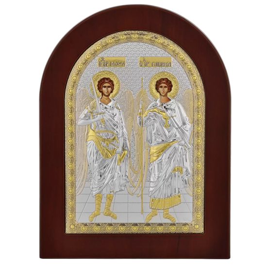 Icoana Sfintii Arhangheli Mihail si Gavril Argint 10x14cm