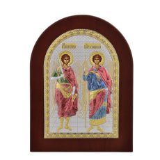 Icoana Sfintii Arhangheli Mihail si Gavril Argint 10x14cm Color