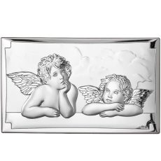 Icoana Ingerii Pazitori Argint Rafael Madonna Sixtină 26 x 15 cm