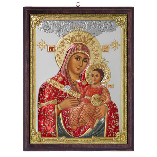 Icoana Maicii Domnului Betleem Argint 17×21.5cm Color