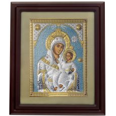 Icoana Maicii Domnului Betleem Argint cu Sticla si Pietricele Bleo 50x60 cm