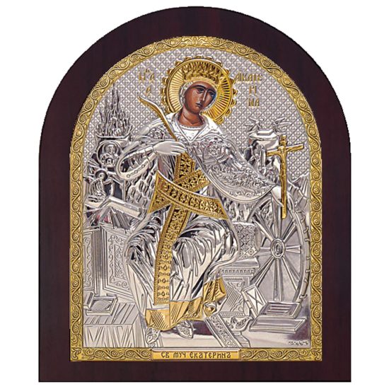 Icoana Sf Ecaterina Argint 14.7x18cm