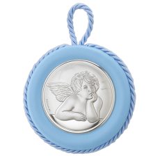 Medalion Patut Ingerul Pazitor Argint 6.5 cm Albastru