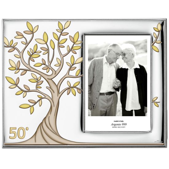 Rama Foto Argint 50 Ani Casatorie Pomul Vietii 10x15 cm