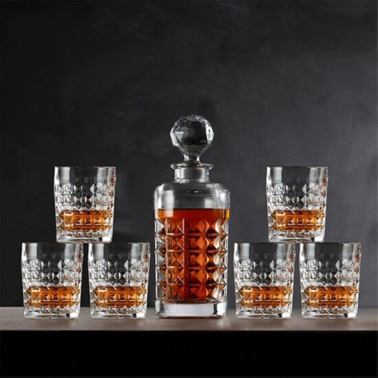 Set Pahare Whisky Cristal Bohemia cu Sticla Diamond