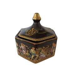 Bomboniera Ceramica Grecia Cu Foita De Aur 24k cu 6 laturi 12cm