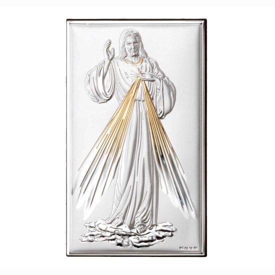 Icoana Iisus-Milostivirea Divina Argint 9x15cm Auriu