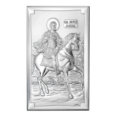 Icoana Sf Mina Ocrotitorul Pagubitilor Argint 9x15cm