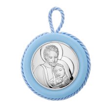 Medalion Patut Sf Familie Argint 6.5 cm Albastru