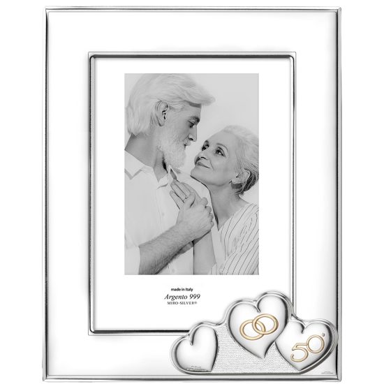 Rama Foto Argint 50 Ani Casatorie 13x18 cm Inimioare