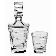 Set Pahare cu Decantor Cristal Bohemia Whisky Zig-Zag