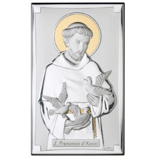 Icoana Sfantul Francisc Argint 6.5x11cm Auriu