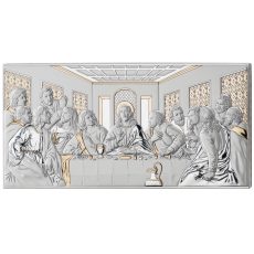 Icoana Argint Cina Cea de Taina 50x25cm Auriu