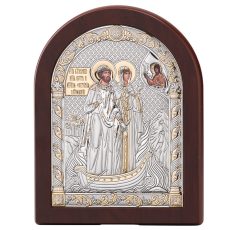 Icoana Sf Petru si Fevronia Argint 17.5x22.5cm Auriu