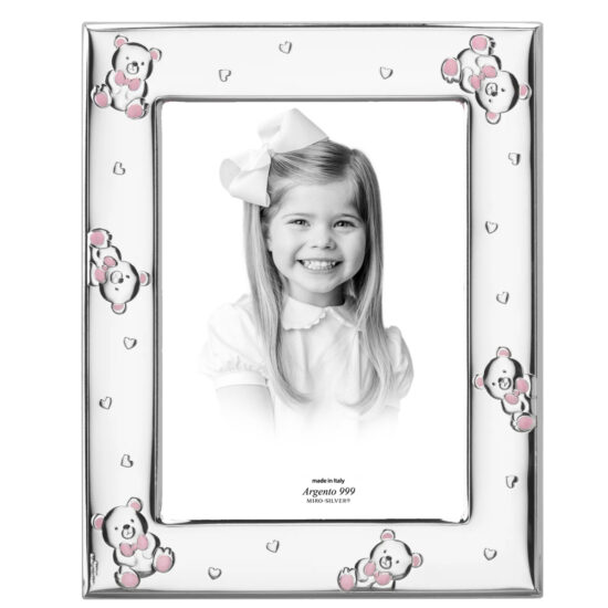 Rama Foto Argint Bebelusi 13x18 cm Ursuleti Roz