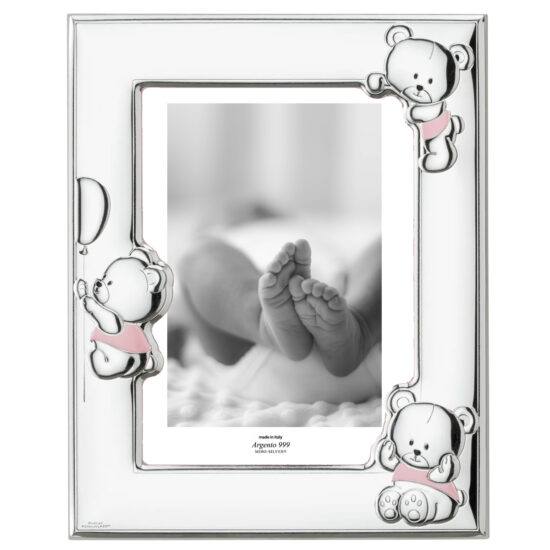 Rama Foto Argint Bebelusi 9x13cm Ursuleti Roz