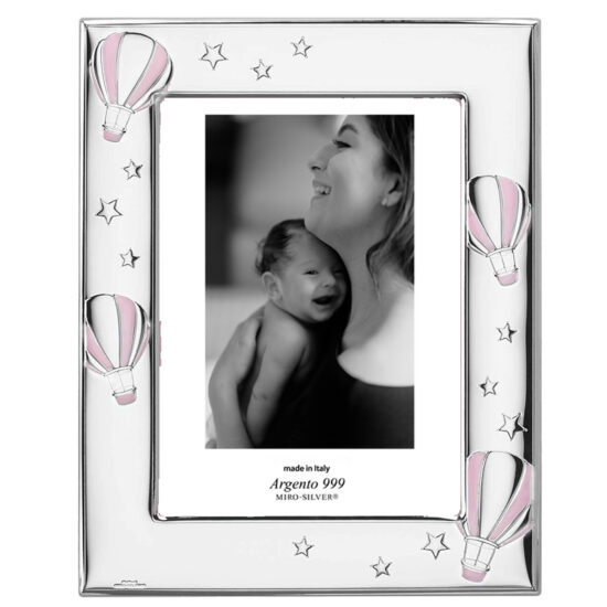 Rama Foto Argint Bebelusi 13x18 cm Balon Roz