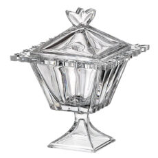 Bomboniera Cristal Bohemia cu Picior Pierced 16 cm