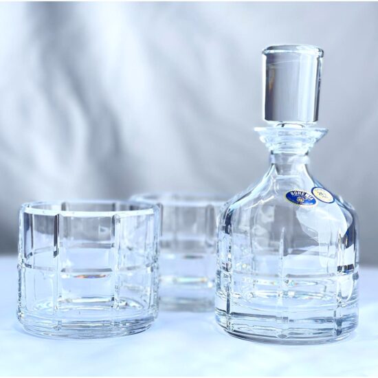 Set 2 Pahare Whisky Cristal Bohemia cu Sticla